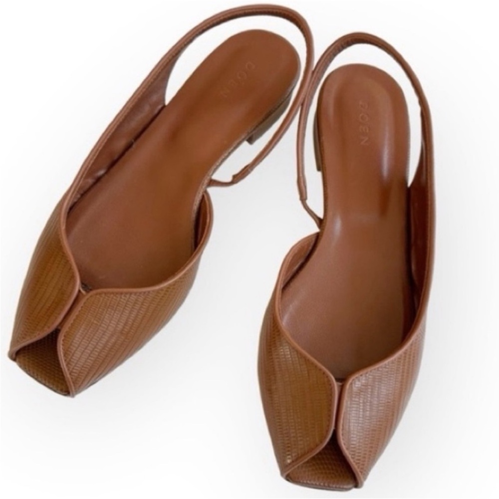 Doen Chloe Slingback in Oak Faux Lizard Leather Size 41 Euro - Picture 2 of 9